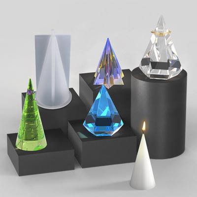 Stampo in silicone per candele a forma di cono con supporto ad anello, stampo in resina a forma di piramide, per colata di resina, sapone, aromaterapia, creazione di gioielli fai da te