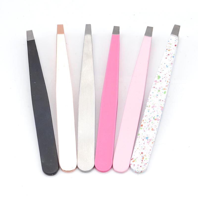 Stainless Steel Eyebrow Tweezers: High-Precision, Multi-Purpose Hair Removal with Flat and Slanted Tips for Eyebrow Shaping