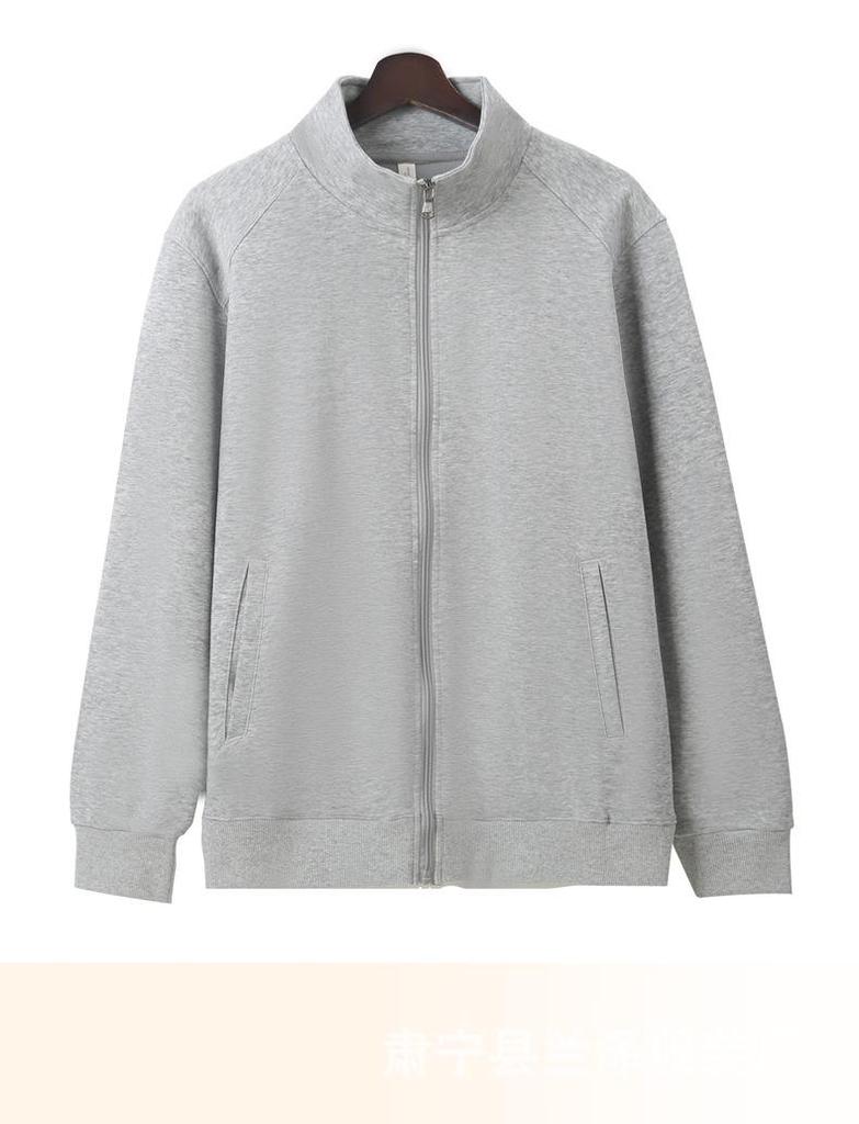 Men's Warm Hua Cotton Stand Collar Hoodie Jacket, 320g, Thickened, Versatile Casual Zip-Up - Perfect for Spring and Autumn