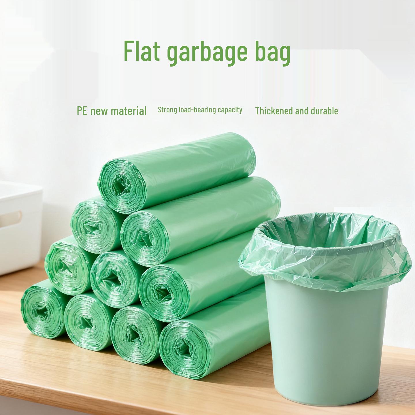 

Small Flat Mouth Garbage Bags, 45x50, Disposable for Kitchen, Office, Hotel. Green, 45x50, Thick, 100 pieces