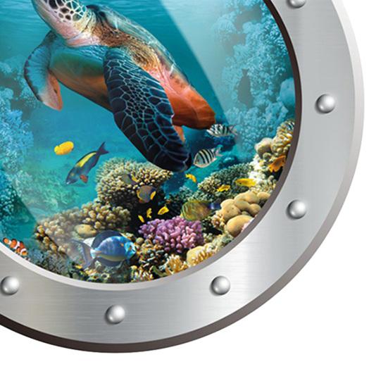3D Meeresschildkröte Toilettenaufkleber Unterwasser U-Boot Fenster Muster Selbstklebender Toilettendeckel Aufkleber Wasserdichter Badezimmer Wandaufkleber für Badezimmer Schlafzimmer
