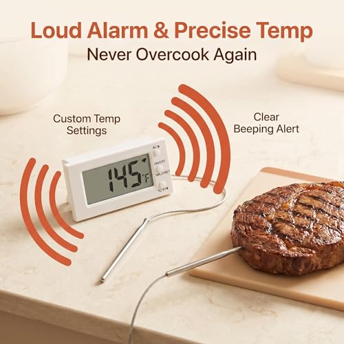 Digital Oven Thermometer  58°F To 572°F LCD Display with Heat Resistant Probe   High Low Temperature Alarm Cooking Thermometer with Magnetic Mount Fo