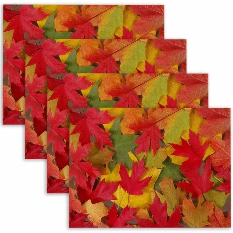 1PC Happy Thanksgiving with Falling Leaves Placemats Autumn Holiday Decoration for Dining Table