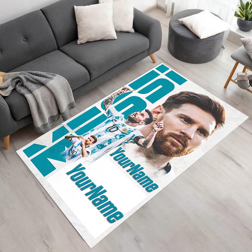 Messi Customize Text Floor Mat Design for Outdoor Dining Room Hallway Entryway Anti-slip Rug Decorate Offices Perfect Gift for Friends & Family