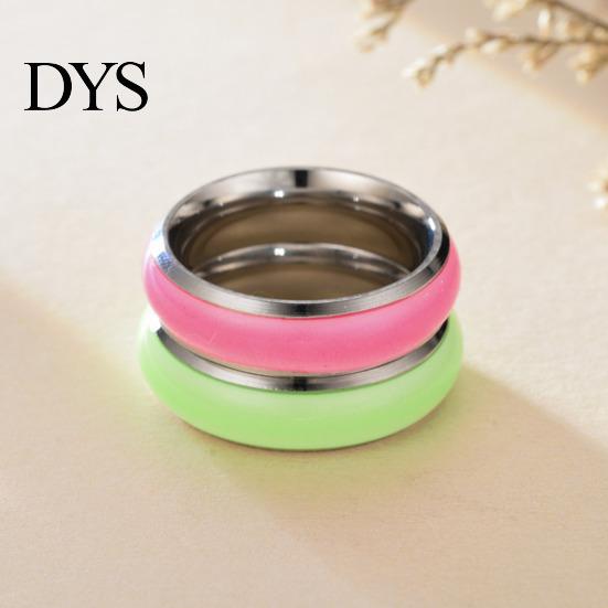 Modern Finger Decoration Luminous Ring for Couples, 6mm Stainless Steel Hypoallergenic with Versatile Decorative Resin Bands Colorful Inlay,