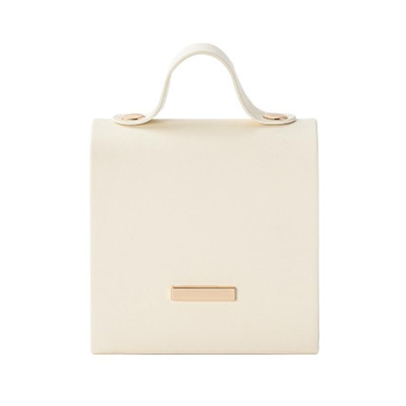 

Compact Travel Jewelry Organizers With Ring Slots Multi Compartments For Necklaces Earrings Portable Storage Case білий