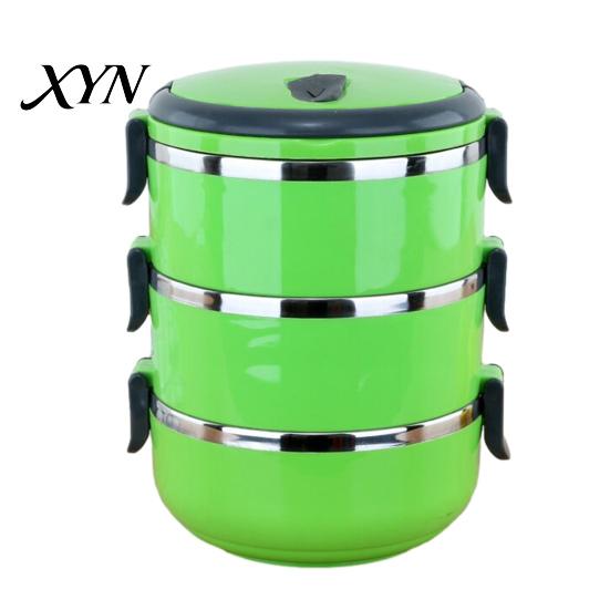 Leak Proof Meal Prep Stackable Insulated Lunch Box with Handle, Stainless Steel Interior Easy Cleaning Office Work Design, Leak-Proof Portable
