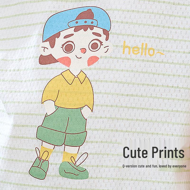 Hodo Boys' Summer Cotton Short-Sleeve Pajama Set with 3A Antibacterial Mesh