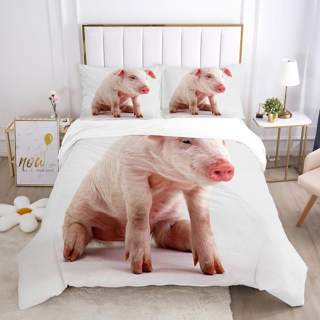 Comforter Pig Queen Size Microfiber Cute Pig Animal Theme Twin Bedding Set Farm Animal 2/3Pcs For Boys Girls