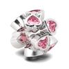 New Copper Pink Series Bow Zircon Flower Bead Charm Pendant Fit Bracelet Necklace Fine Diy Jewelry Making For Women