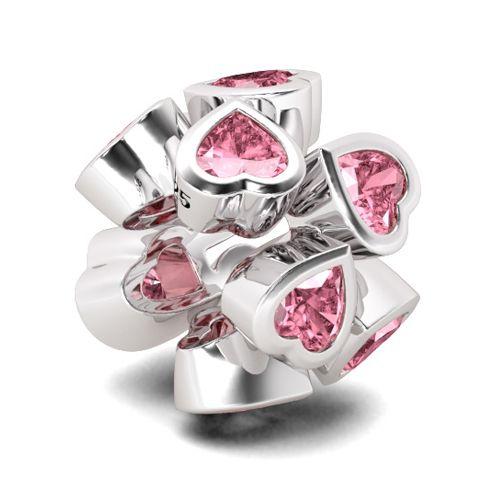 New Copper Pink Series Bow Zircon Flower Bead Charm Pendant Fit Bracelet Necklace Fine Diy Jewelry Making For Women