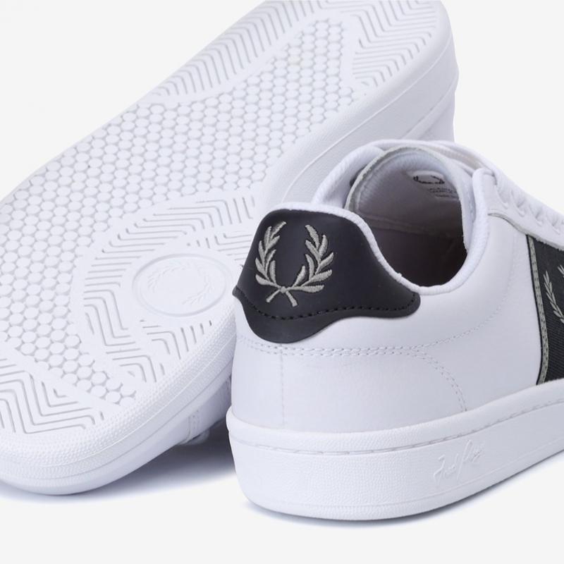 Fred Perry Tênis Masculino S B721 Couro Tira de Tecido com Marca