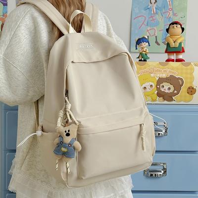 Schoolbag New Japanese Simple Versatile College Student Backpack for Middle and High School Students Large Capacity Solid Color Casual Travel Backpack