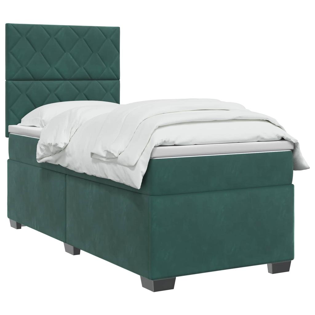 Box Spring Bed with Mattress Dark Green 80 x 200 cm Velvet