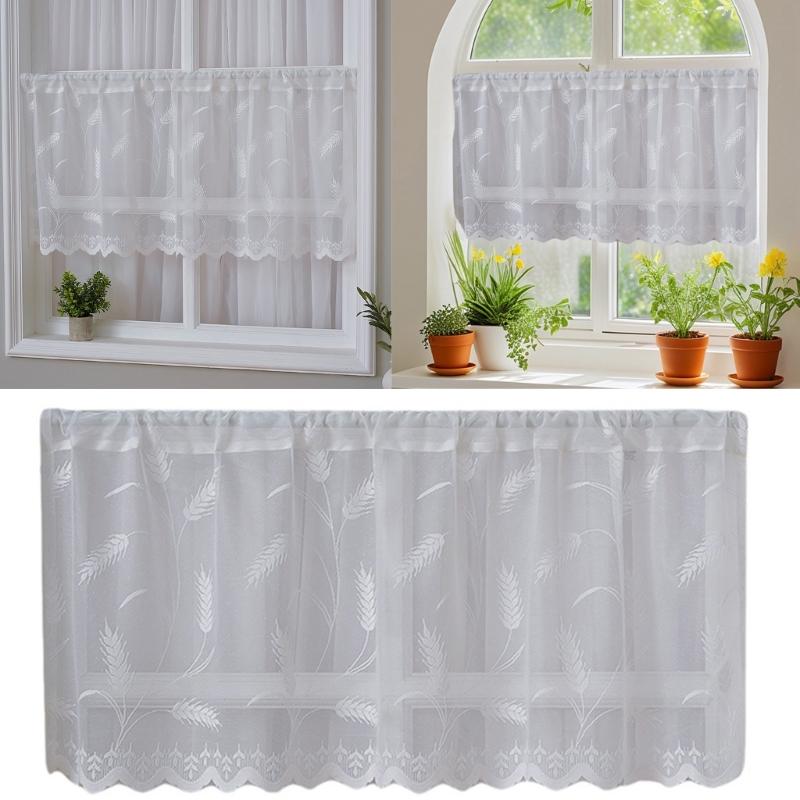 Breathable Sheer White Curtains for Window Stylish Lace Designs Kitchen Dining Decoration
