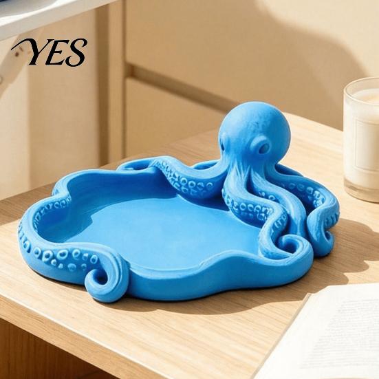 Animal Succulents Pot 3D Printed Octopus Jewelry Tray for Small Items, Ocean Theme Tabletop Shelf Organizer Storage Tray, Multifunctional Desktop