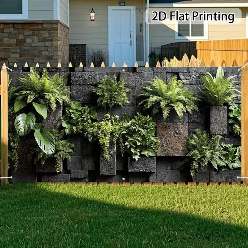 2D Modern Stacked Stone Moss Fern Living Wall Outdoor Decor Backdrop 47.2x31.5inch/120*80cm