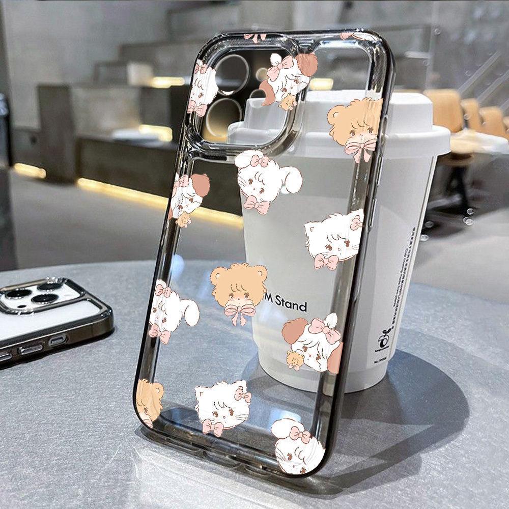 Cute Bow Rabbit Bear for iPhone17promax iPhone 16 Phone Case 14/13 Fine Hole 15