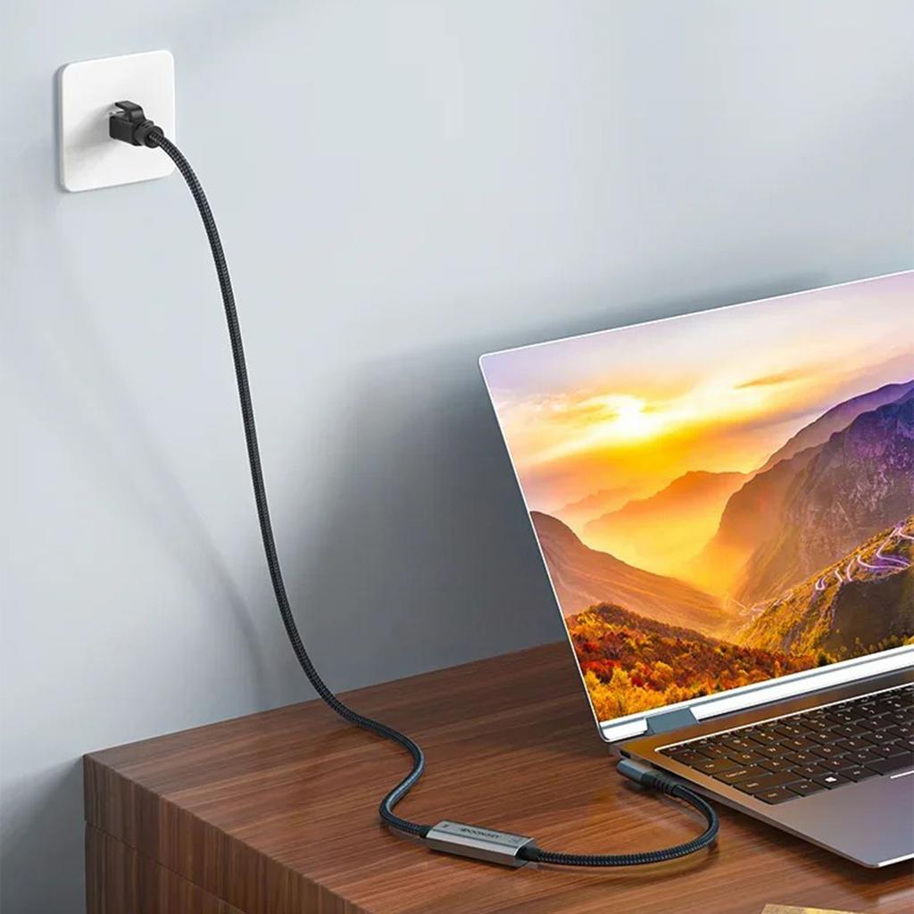 Cabo Adaptador USB-C para Ethernet de 1,2m com Cotovelo 1000/100/10Mbps Gigabit RJ45 Cabo de Rede LAN