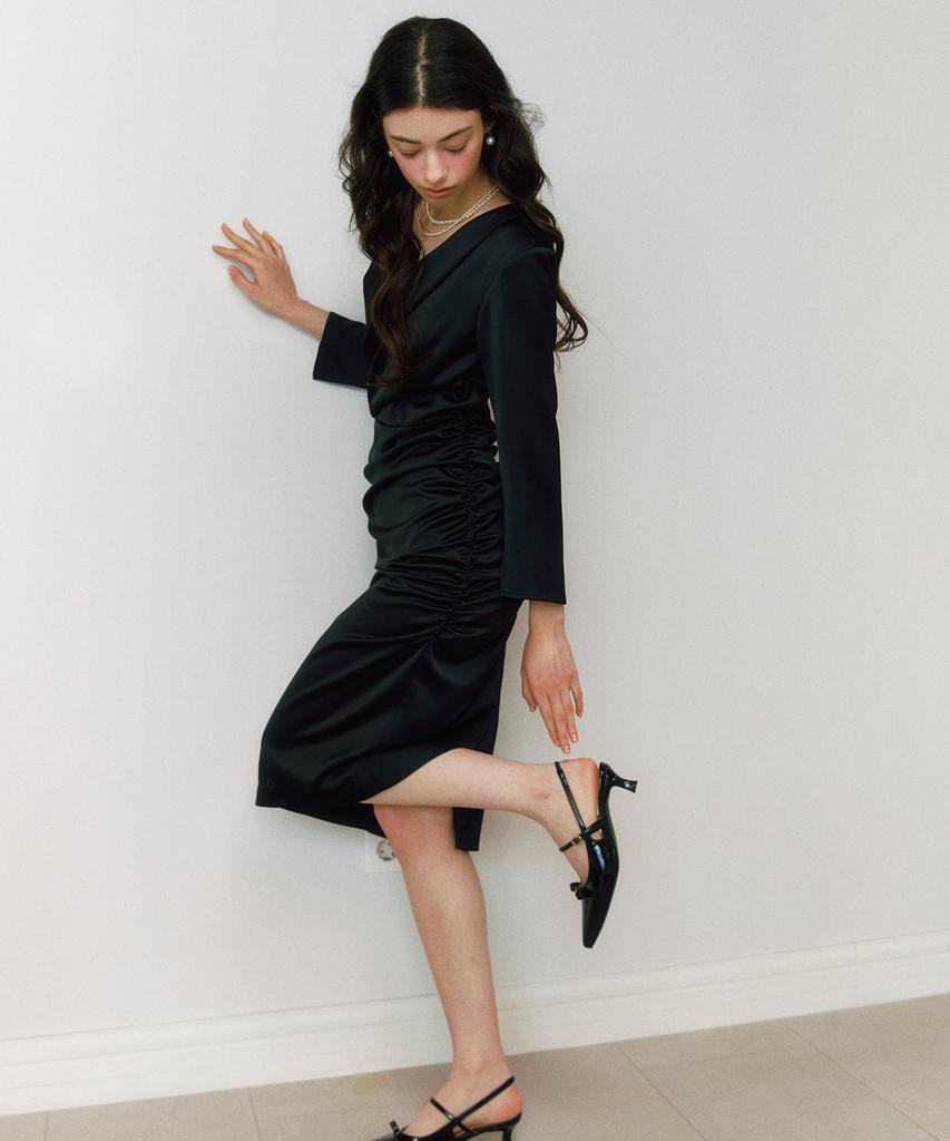 Neimkategoli Yves Draping Shirring Dress_Black