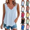 Women Sleeveless Casual Tank Top Scalloped Neckline Eyelet Embroidered Lightweight Summer Blouse Loose Fit
