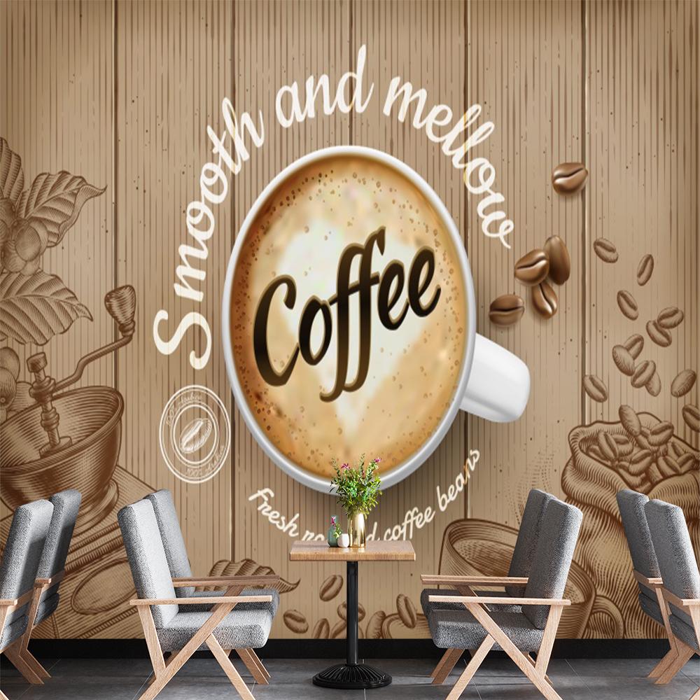 

Coffee Murals Retro Coffee Shop 3d Alphabet Background Wallpaper Restaurant Snack Bar Cafe Wall Mural 200 cm(W) x 140 cm(H)