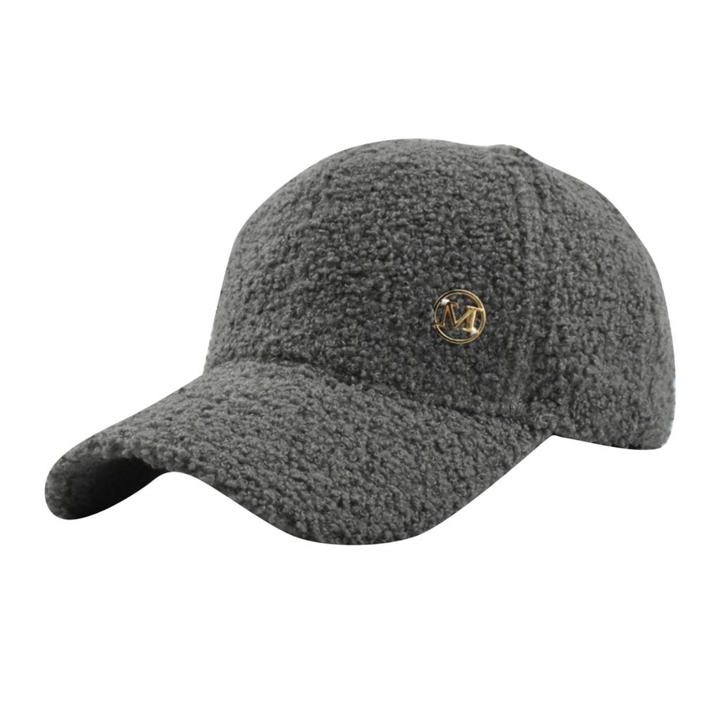 Hat Winter Solid Color M Standard Lamb Wool Baseball Cap Women's Outdoor Warm Leisure Fashion All-match Plush Duckbills Cap