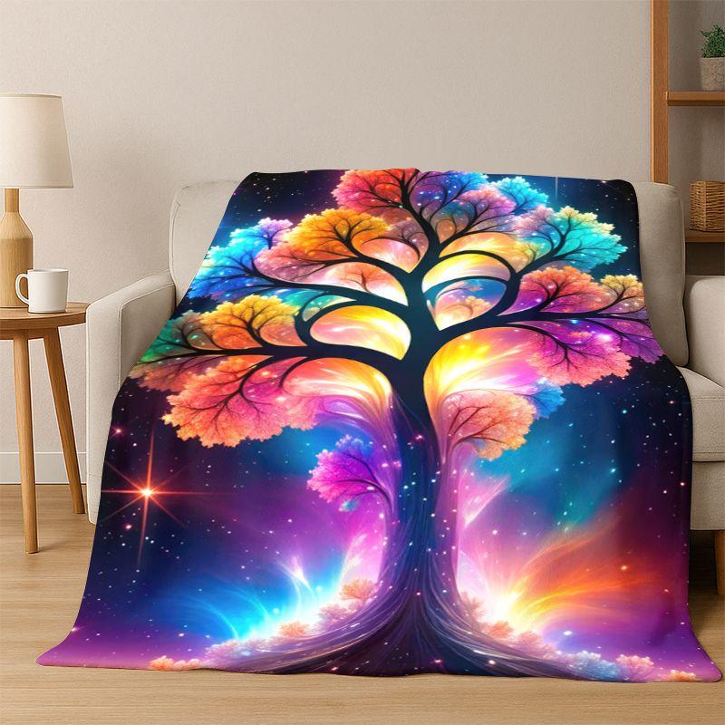 Lebensbaum Nordische Mythologie Yggdrasil Natur Cartoon Flanelldecke Weiche Wohndecke für Schlafzimmer Wohnzimmer Bett Reise Kind