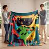 Colorful Retro Gaming Console Design Flannel Blanket for Bedroom, Living Room, Sofa, and Nap Sofas