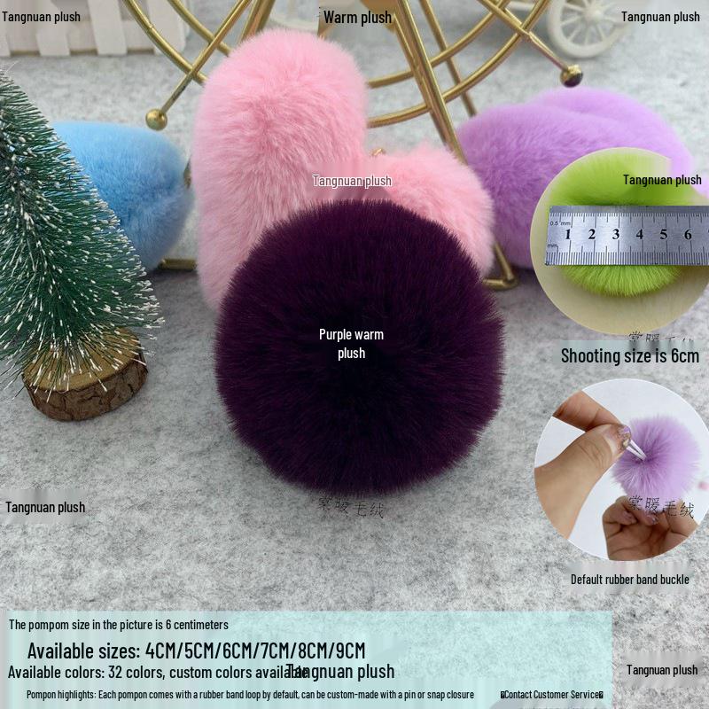3cm 4cm 5cm Colored Imitation Rabbit Fur Pompon for Clothing, Bag Charms, Shoes & Hats DIY Decoration