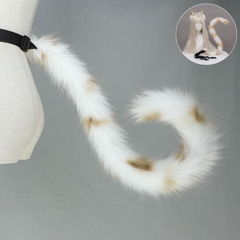 Three Flowers Orange Cat Ears Animal Ears Headband Handmade Plush Lolita Cat Ears Kc Comic Show Cat Lady Cos Cat Tail Set