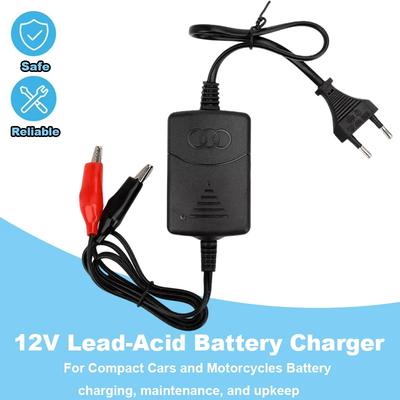 12V 1.3A Small Motorcycle Charger Universal Smart Charger For Lead-Acid Batteries Supports Cars, Motorcycles, and Toy Vehicles Charging, Maintenance