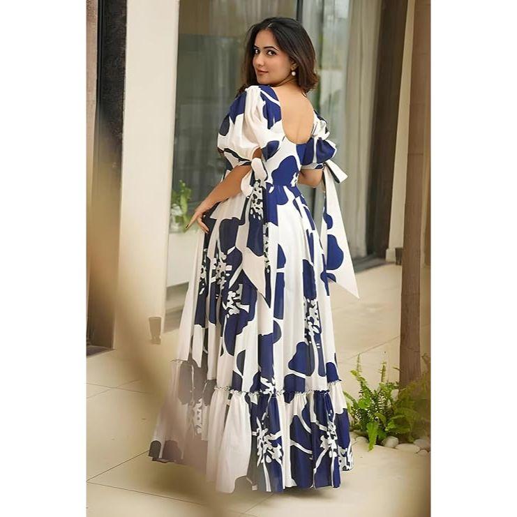 Rochie Maxi din Raion cu Imprimeu Floral pentru Femei|Rochie Dintr-o Bucată pentru Femei|Rochie Western|Rochie Evazată pentru Femei|Rochie Lungă până la Glezne