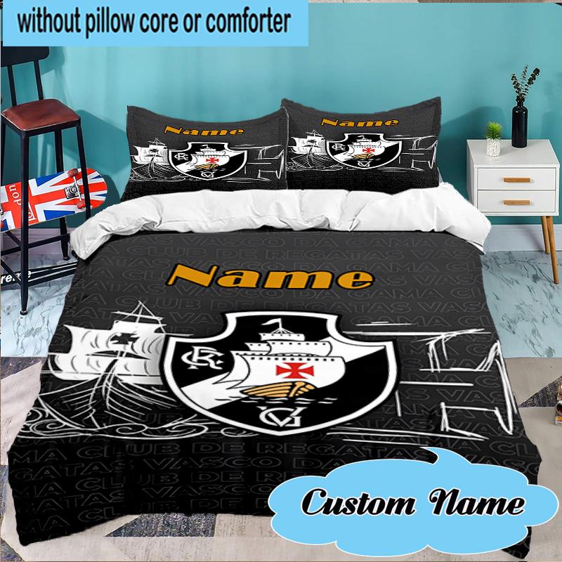 Custom Name Vasco da Gama Crest Bedding Set 3pcs, Bedding Set Including 1pc Duvet Cover And 2pcs Pillowcases for Bedroom, Dormitory Gift
