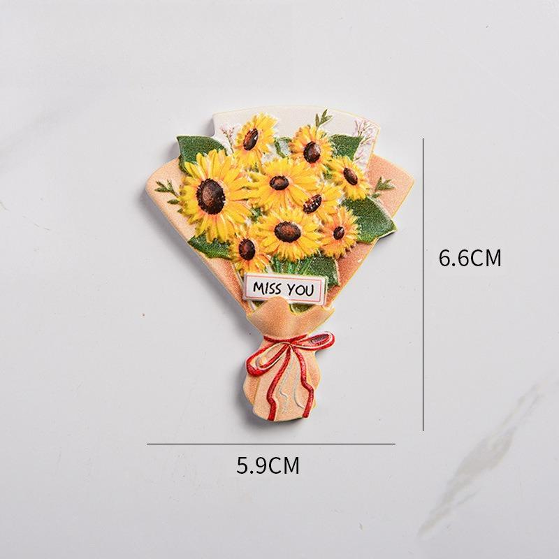 Bouquet Refrigerator Sticker, Creative Family Gift Decorative Magnetic Sticker,  Resin Refrigerator Sticker.