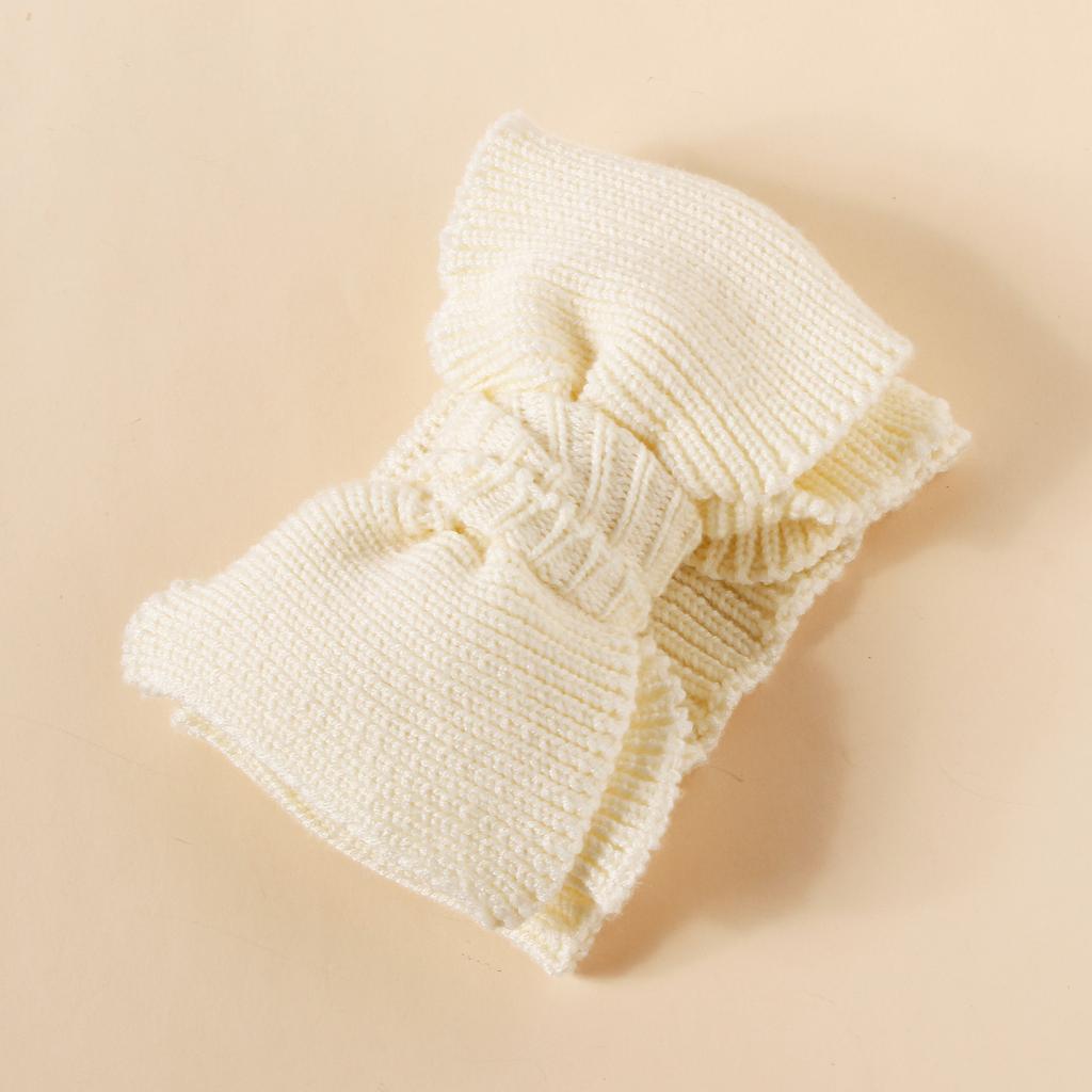 1pc Baby White Diy Woolen Double Layer High Elasticity Headband With Large Bowknot Decoration Love Valentine