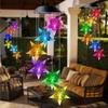 1pc Star/Moon Shaped Wind Chime With Solar LED Light Outdoor Balcony Colorful Hanging Lamps For Home Garden Yard Walkway Decor