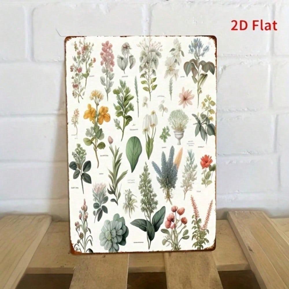Vintage Floral Metal Wall Art 8x12 Inch Retro Iron Sign Farmhouse Home Office Decor