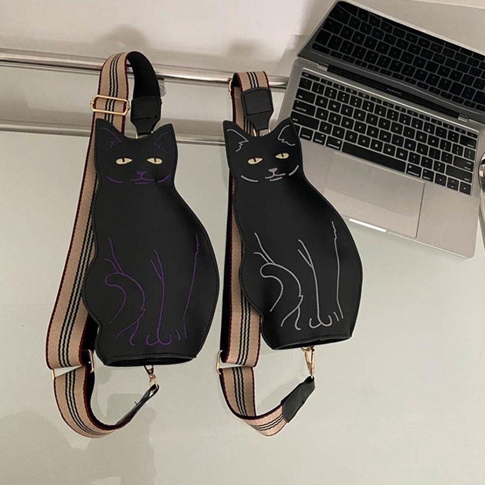 Pu Leather Animal Chest Bag Waterproof Cartoon Shoulder Bag Fashion Cat Crossbody Bag  Girl