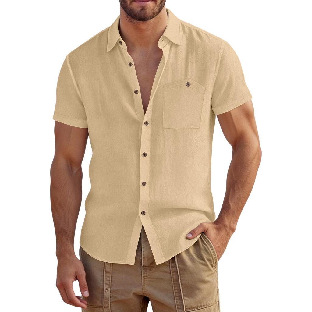 Herren Casual Outdoor Arbeitshemd mit Kragen, kurzärmlig