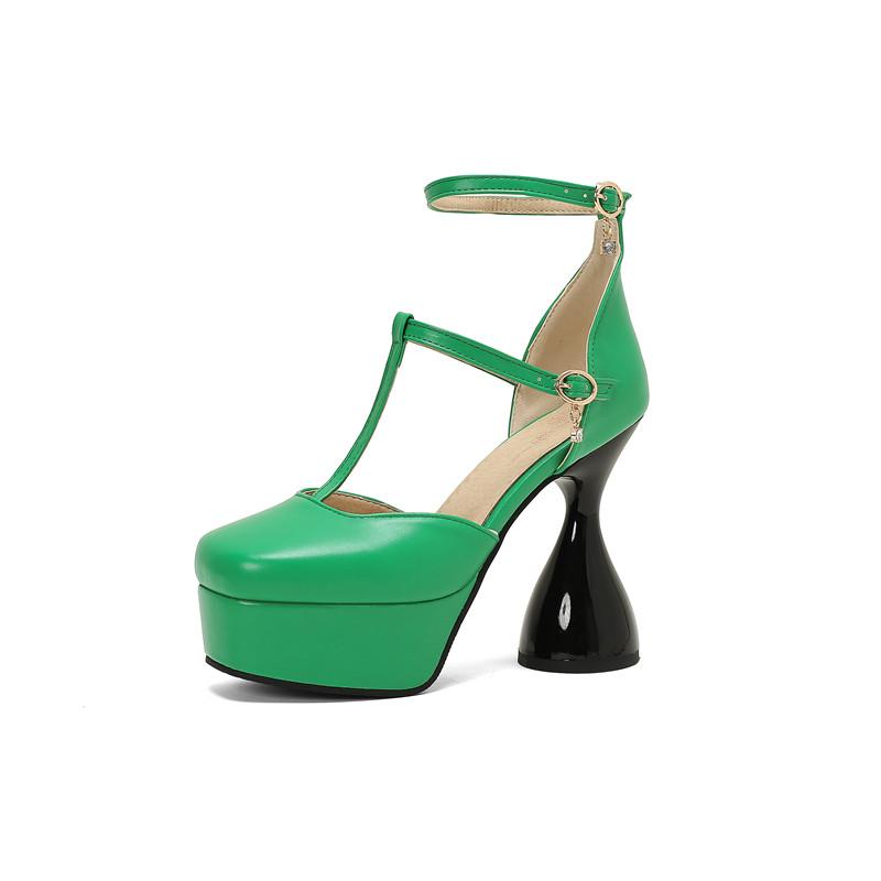 Sandales à talons hauts pour femmes, plateforme imperméable sexy, sandales à bout surdimensionné à talons épais