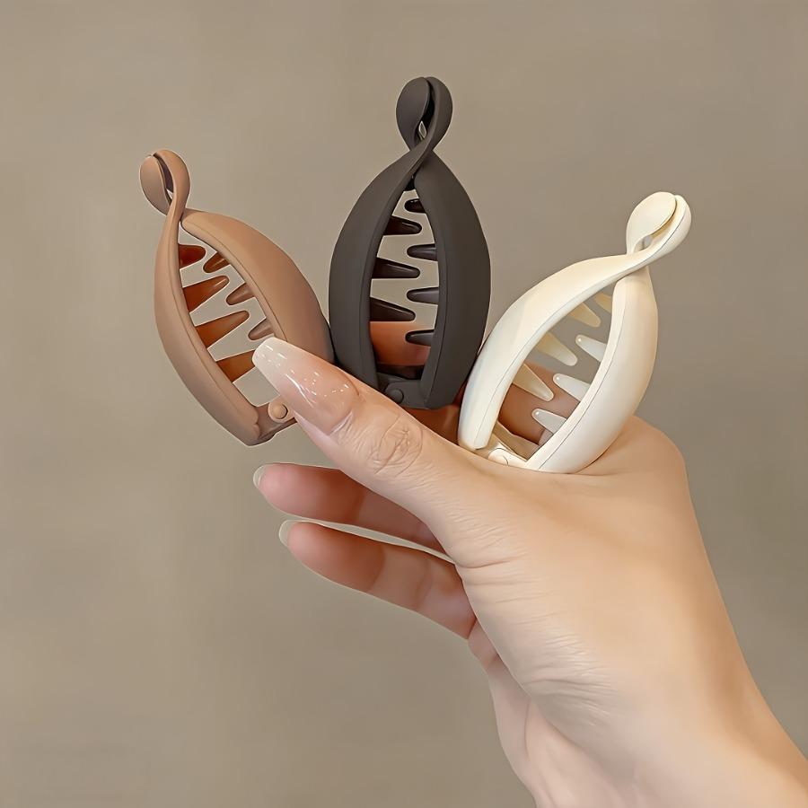 3/4pcs Curved Ponytail Hair Clip Set Matte Plastic Women'S Styling Hairpins Easy-To-Use Additions for Daily Commute