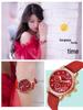 Sanda Women's Trendy Korean Style Casual Watch with Small Seconds, Inlaid Diamonds, and Waterproof Leather Strap