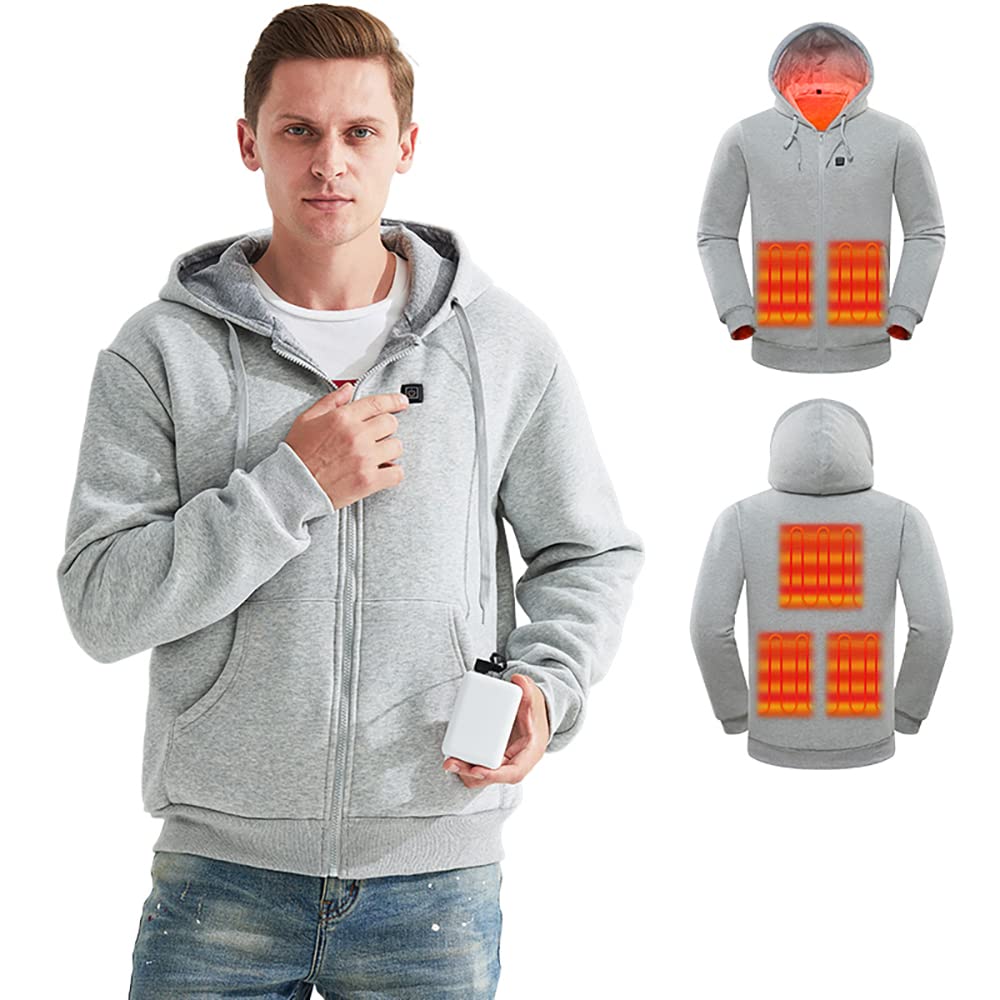 

GmrvaMen Электрическая куртка с подогревом с 5 USB, 3 температурными режимами и защитой от холодной погоды для улицы и теплая для осени и зимы, встроенные нагреватели, серый