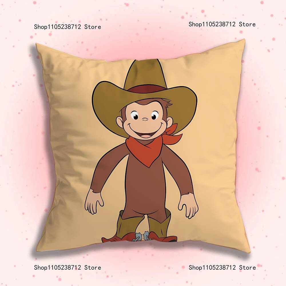 C-Curious Affe G-George Kissenbezug Kissenhülle Kissen Plüsch Jungen Mädchen Cartoon Anime Kawaii Dekoration Kindergeburtstag Niedliche Geschenke