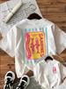 Damen T-Shirt mit Sardinen-Print, Rundhalsausschnitt, Oberteil mit Front und Rückseite, Nachhaltig gefangene Sardine