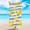 Summer Fresh Lemon Fruit Striped Beach Towel Cute Yellow Lemon Slice Print Soft Quick Dry Beach Blanket for Travel Vacation