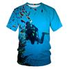 2024 new 3d printing T-shirt unisex diving art casual sweatshirt crew neck street top