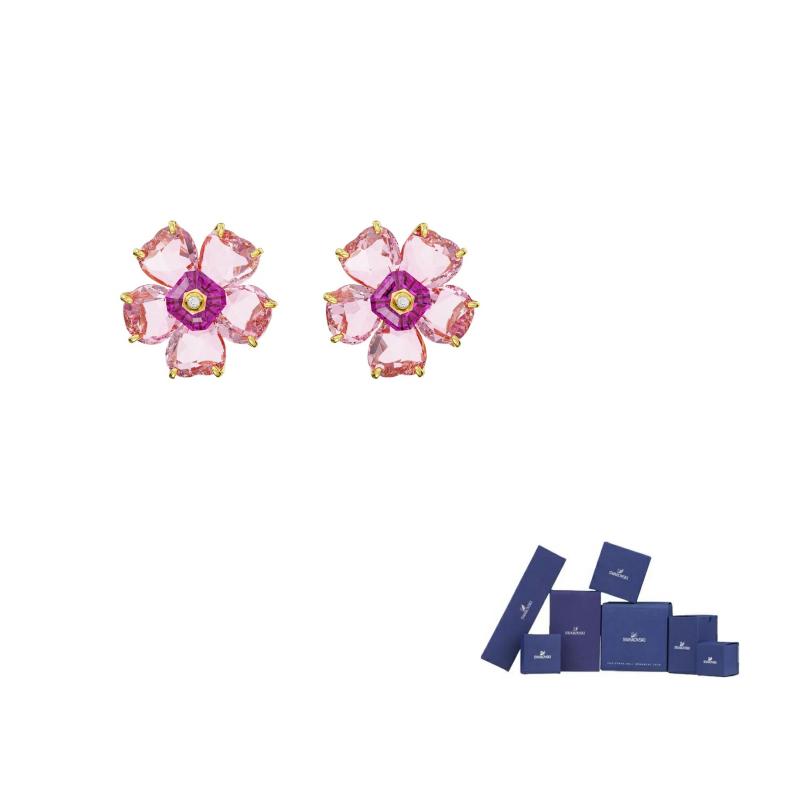 Swarovski Florere Blumendekor Modisch Exquisite Imitationskristall Ohrringe Damenohrringe 5650563 Box (Random Color),F,Pink white