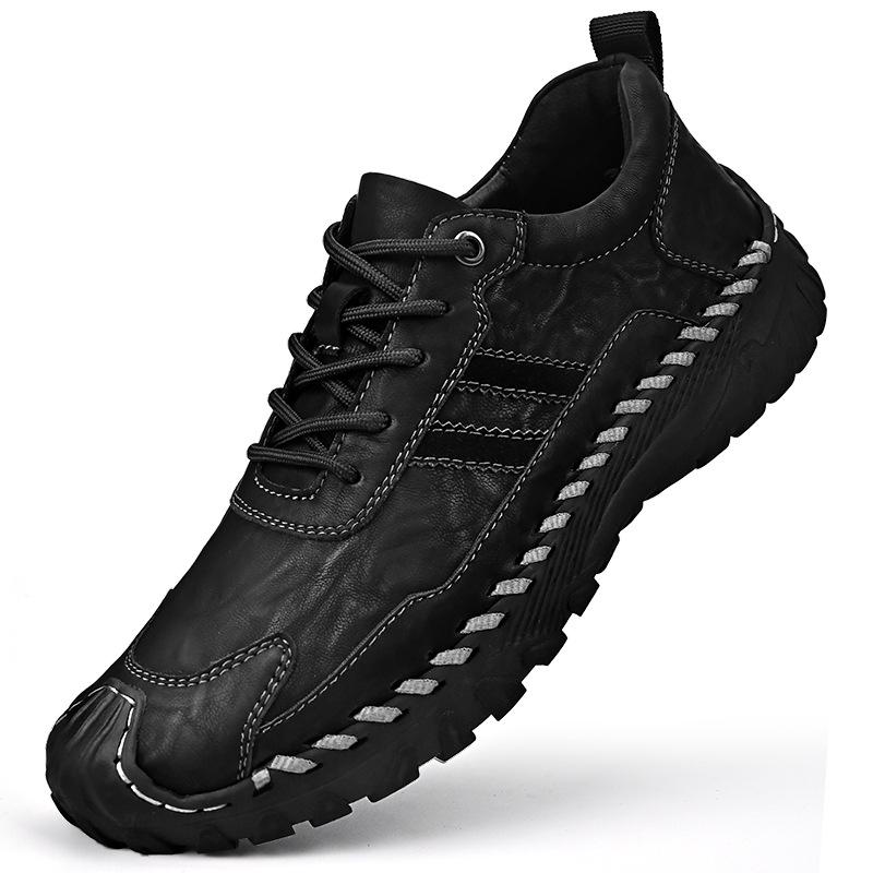 

Large size men s casual leather shoes 2025 new fashion handmade shoes trendy outdoor shoes casual shoes handmade tooling shoes 38 чёрный